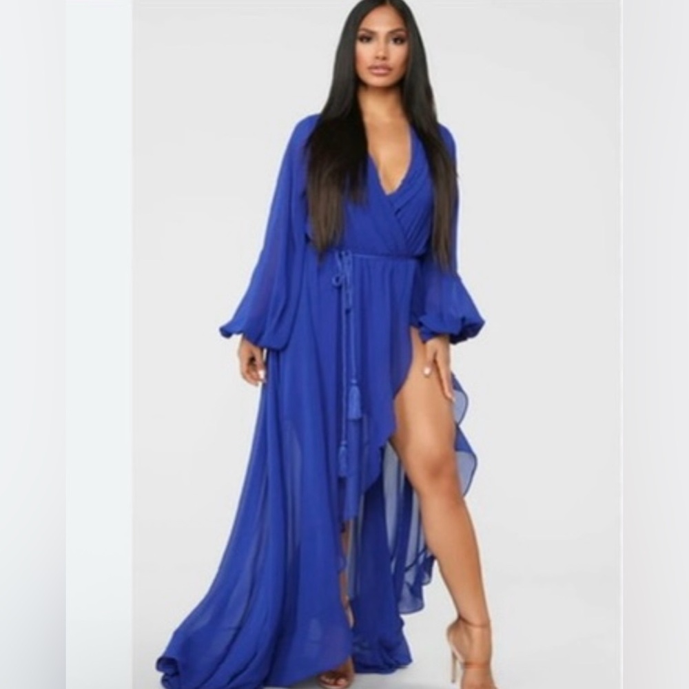 Dress Fashion Nova Royal Blue Long Sleeve Dress